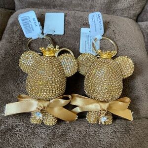 Rhinestone Teddy Bear With Crown Keychains